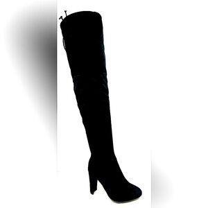 Black Dressy Suede over knee high heel boot new in box sizes 7